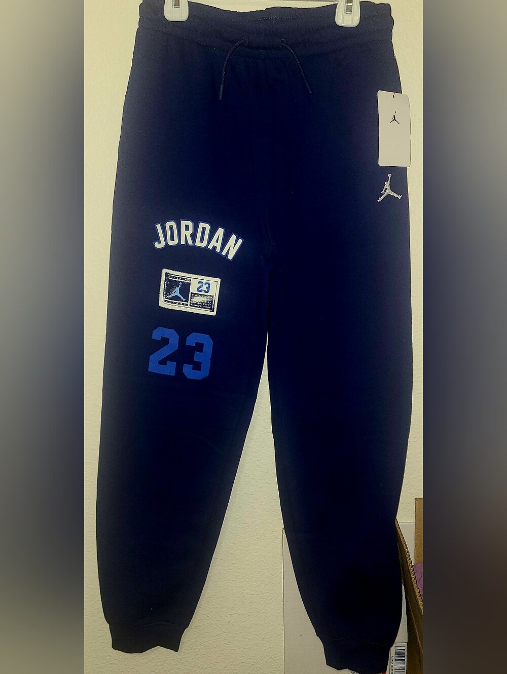 Jordan Navy Sweatpants with Blue 23 and White Logo